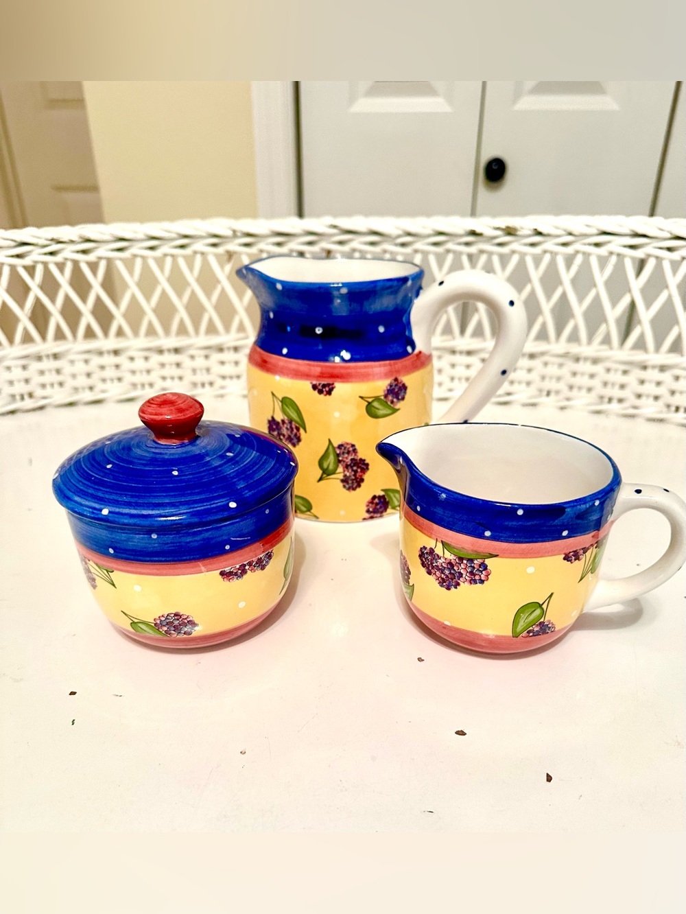 Essex Collection Raul da Bernarda Hand-painted Ceramic Creamer & Sugar Set